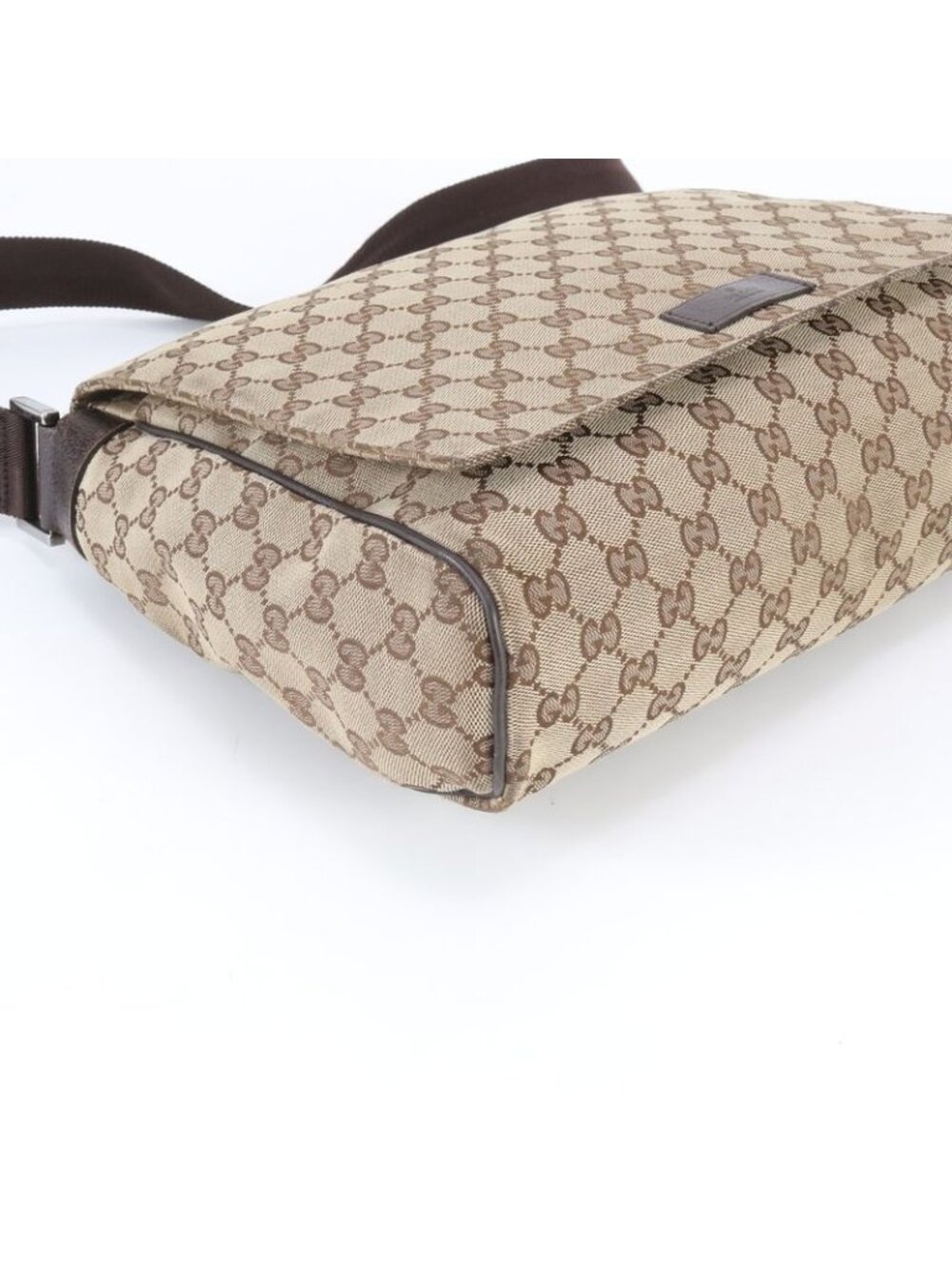 ★SOLD★ Gucci GG Canvas Leather Shoulder Bag Crossbody Messenger Brown - Picture 4 of 9